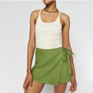 NEW Reformation Avocado Eva Linen Skort Size 8